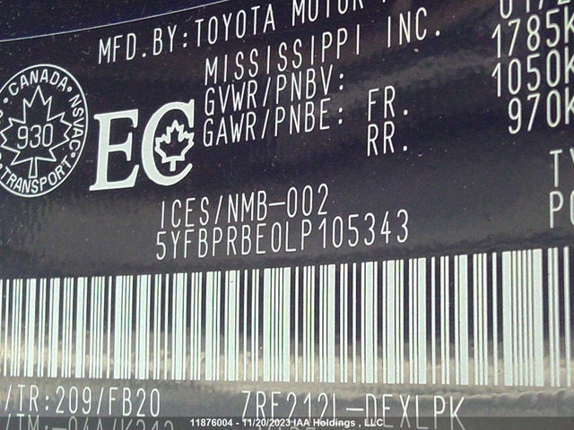 Toyota Corolla Le/xle 2020 5YFBPRBE0LP105343 Image 9