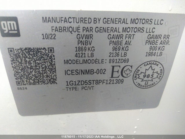 Chevrolet MALIBU 1LT 2023 1G1ZD5ST8PF121309 Image 9