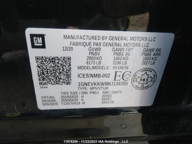 Chevrolet Traverse Premier 2021 1GNEVKKW9MJ134355 Image 9