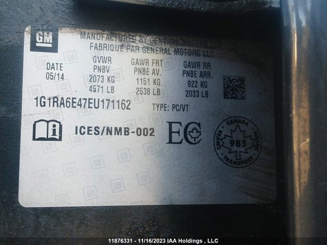 Chevrolet Volt 2014 1G1RA6E47EU171162 Image 9
