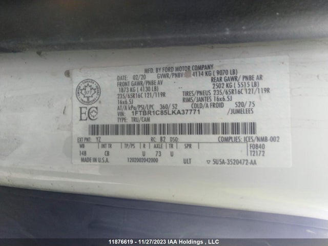 Ford Transit-250 Cargo 2020 1FTBR1C85LKA37771 Image 9