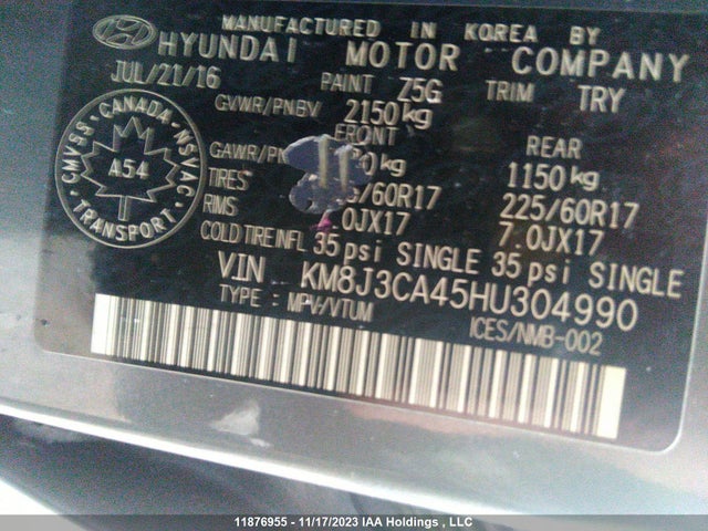 Hyundai TUCSON 2017 KM8J3CA45HU304990 Image 9