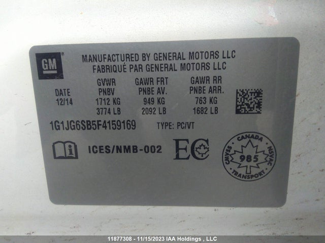 Chevrolet Sonic Rs 2015 1G1JG6SB5F4159169 Image 9