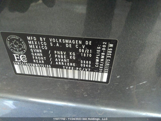 3VWC57BU5MM075199 Volkswagen Jetta Comfortline