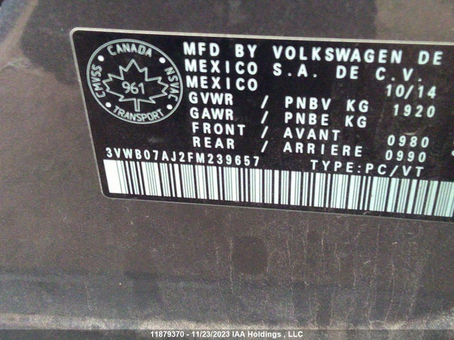 3VWB07AJ2FM239657 Volkswagen JETTA SE