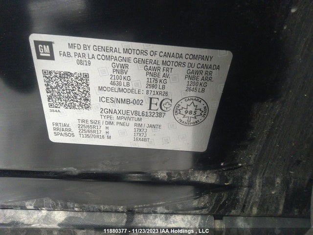 Chevrolet EQUINOX LT 2020 2GNAXUEV8L6132387 Image 9