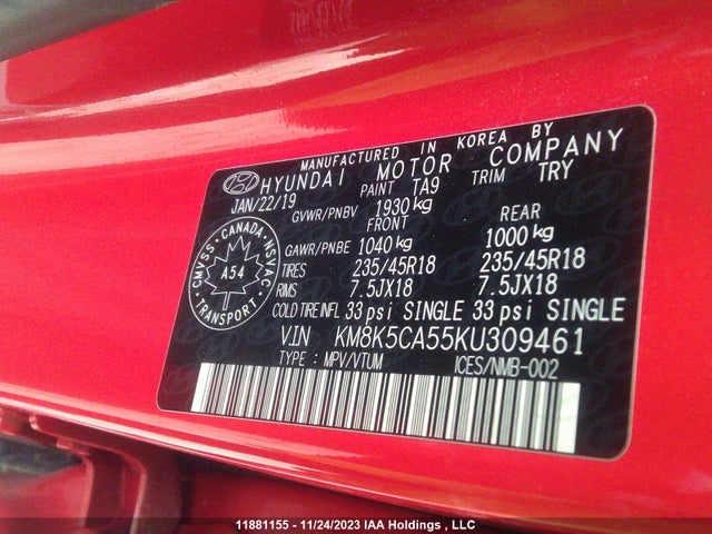 Hyundai Kona Ultimate 2019 KM8K5CA55KU309461 Image 9