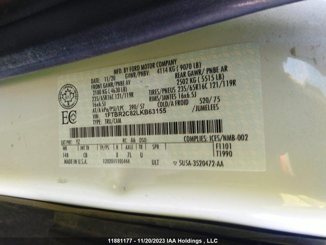 Ford Transit-250 Cargo 2020 1FTBR2C82LKB63155 Image 9
