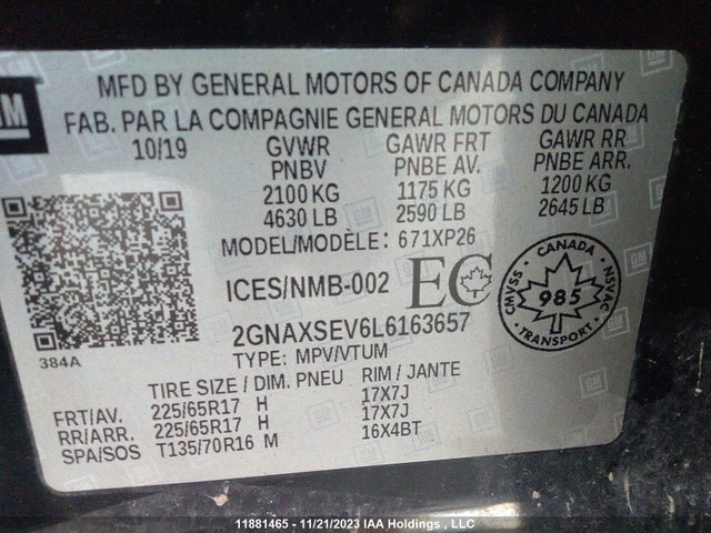 Chevrolet EQUINOX LS 2020 2GNAXSEV6L6163657 Image 9