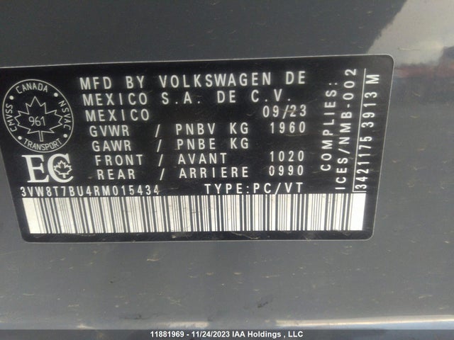 3VW8T7BU4RM015434 Volkswagen Jetta Gli 40th Anniversary Edition