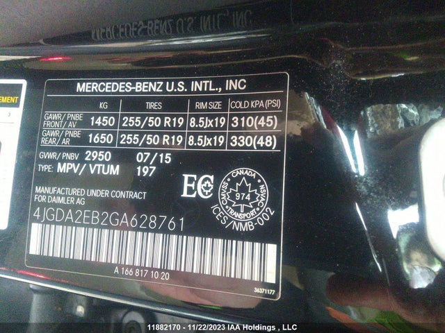 4JGDA2EB2GA628761 Mercedes-Benz Gle Gle 350d