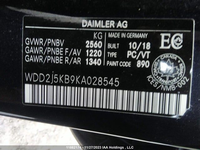 2019 MERCEDES-BENZ CLS CLS 450 VIN: WDD2J5KB9KA028545