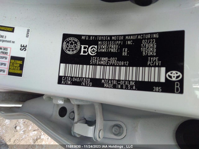 Toyota Corolla L/le 2023 5YFB4MDE2PP020812 Image 9