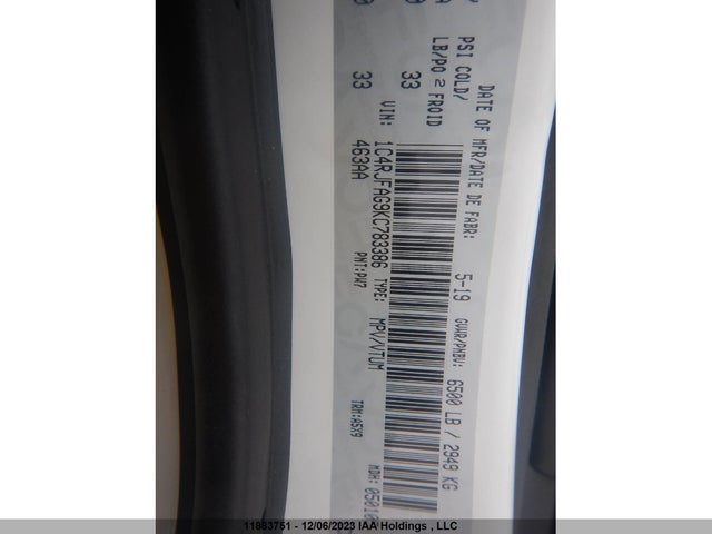 1C4RJFAG9KC783386 Jeep Grand Cherokee Laredo