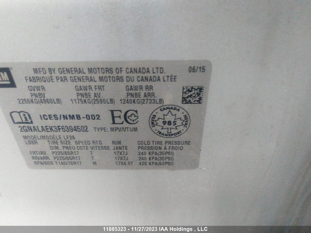 Chevrolet EQUINOX LS 2015 2GNALAEK3F6394502 Image 9