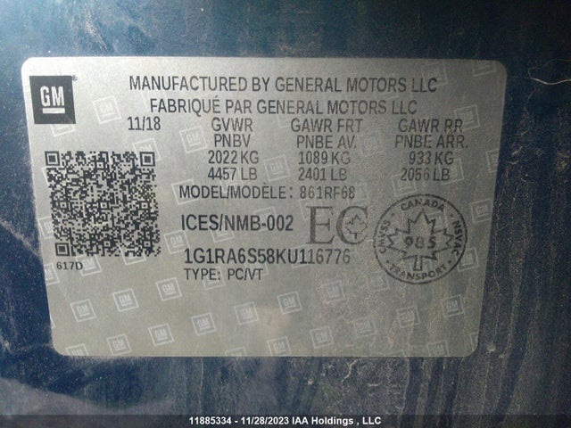 Chevrolet VOLT LT 2019 1G1RA6S58KU116776 Image 9