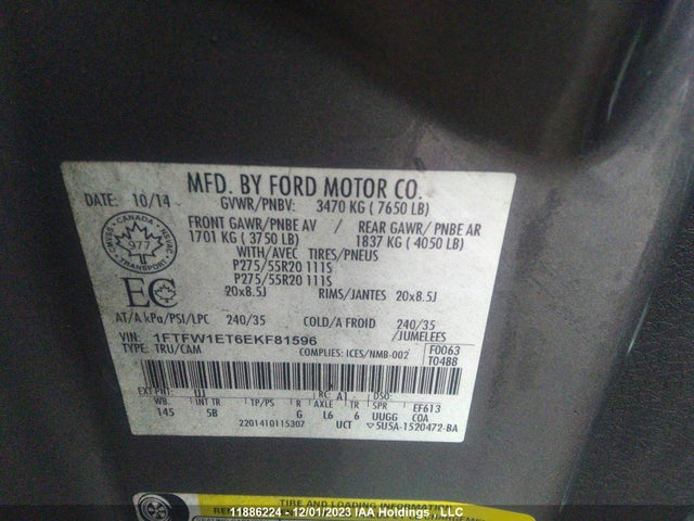 Ford F150 Supercrew 2014 1FTFW1ET6EKF81596 Image 9