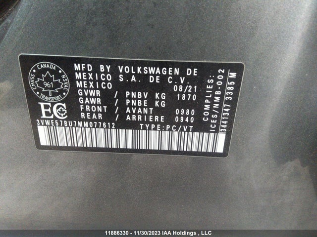3VWE57BU7MM077612 Volkswagen JETTA