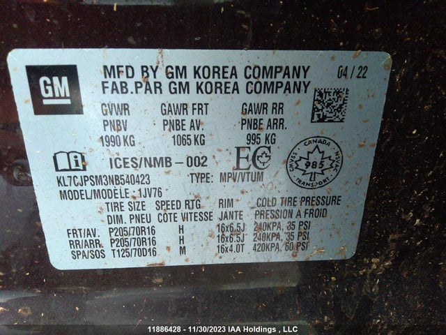 Chevrolet Trax Lt 2022 KL7CJPSM3NB540423 Image 9