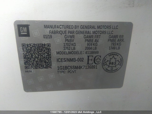 Chevrolet CRUZE LS 2019 1G1BC5SM4K7136891 Image 9