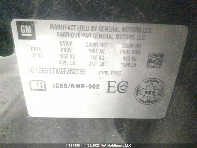 Chevrolet MALIBU LT 2016 1G1ZE5STXGF262735 Image 9