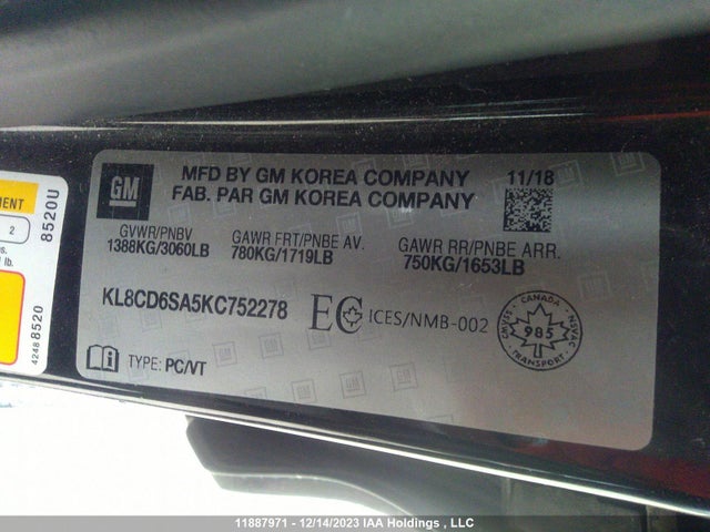 Chevrolet SPARK 2019 KL8CD6SA5KC752278 Image 9