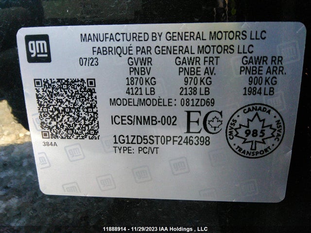 Chevrolet MALIBU LT 2023 1G1ZD5ST0PF246398 Image 9