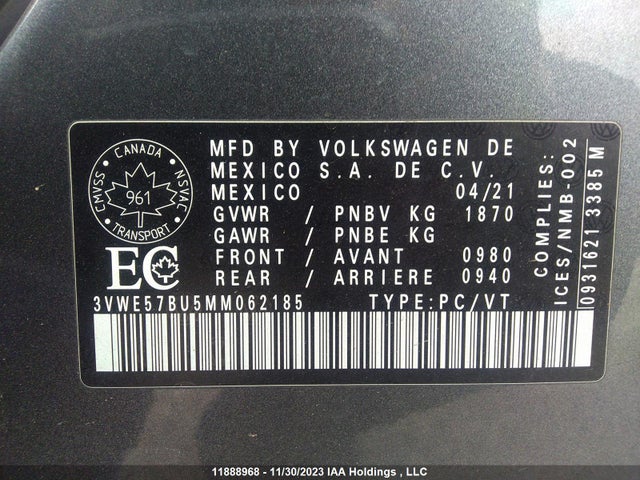 3VWE57BU5MM062185 Volkswagen JETTA