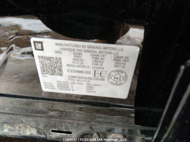 Chevrolet Traverse Premier 2021 1GNEVKKW2MJ206089 Image 9
