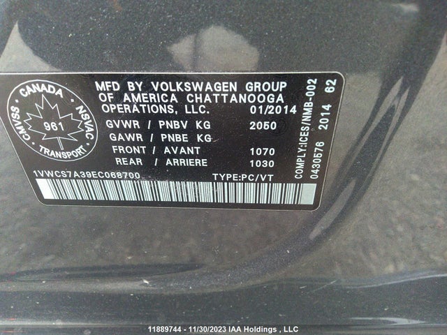 1VWCS7A39EC068700 Volkswagen Passat Highline