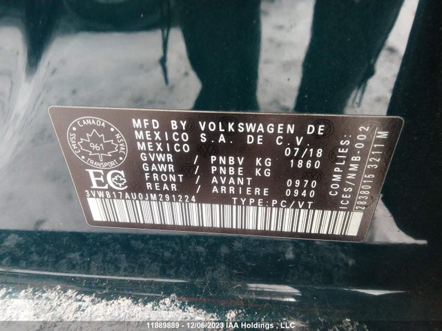 3VWB17AU0JM291224 Volkswagen Golf Trendline/comfortline