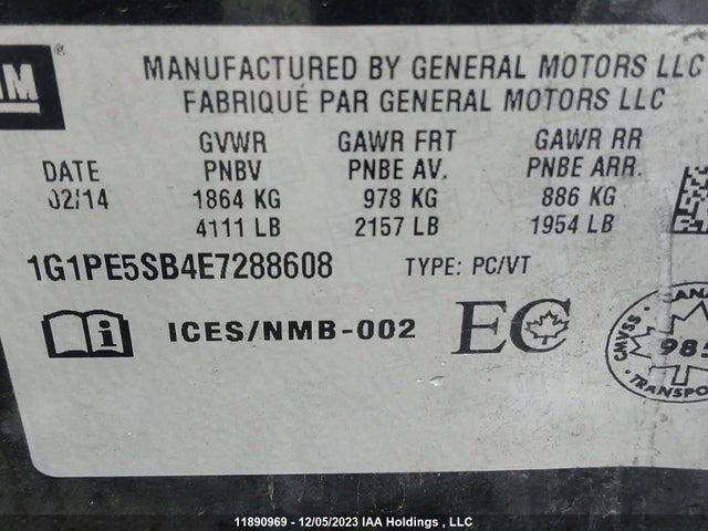 Chevrolet Cruze 2lt 2014 1G1PE5SB4E7288608 Image 9