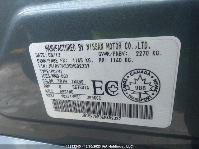 JN1BV7AR3EM692337 Infiniti Q50