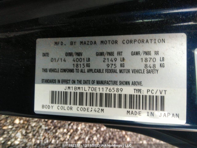 JM1BM1L70E1176589 Mazda Mazda3 Gs-sky