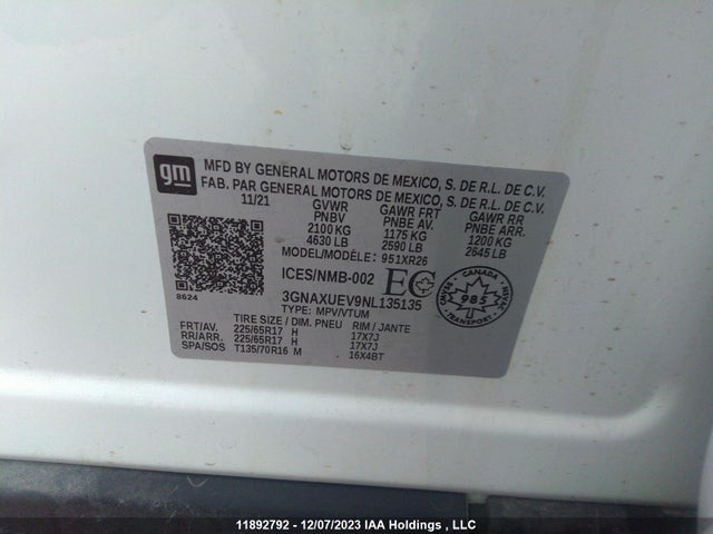 Chevrolet EQUINOX LT 2022 3GNAXUEV9NL135135 Image 9