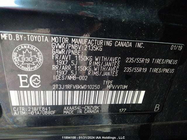 Toyota Rav4 Trail 2019 2T3J1RFV6KW010250 Image 9