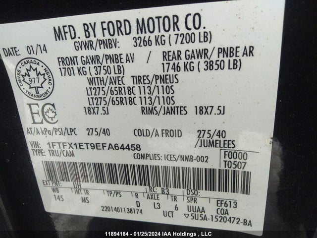 Ford F-150 Xlt 2014 1FTFX1ET9EFA64458 Image 9