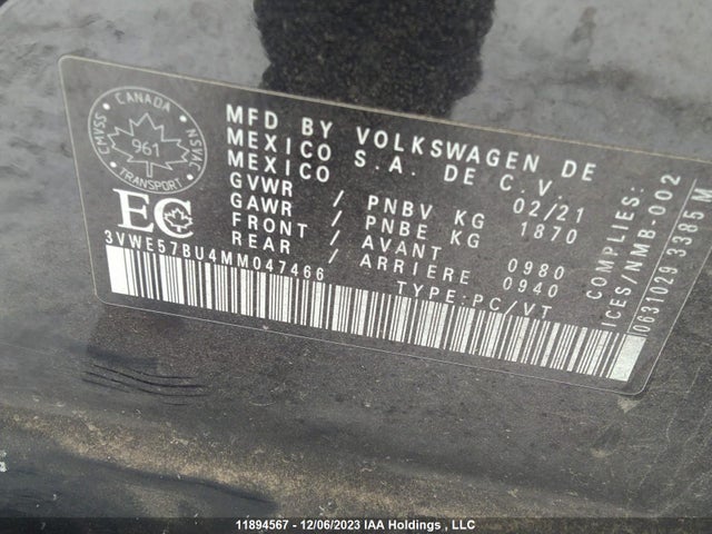 3VWE57BU4MM047466 Volkswagen JETTA SEL