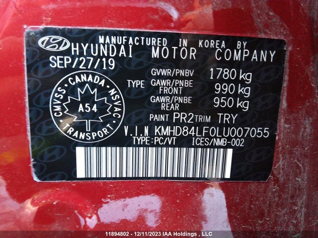 Hyundai mpi nu 2020 KMHD84LF0LU007055 Image 27