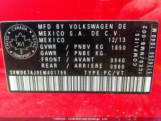 3VWDK7AJ9EM401799 Volkswagen Jetta Sedan Comfortline