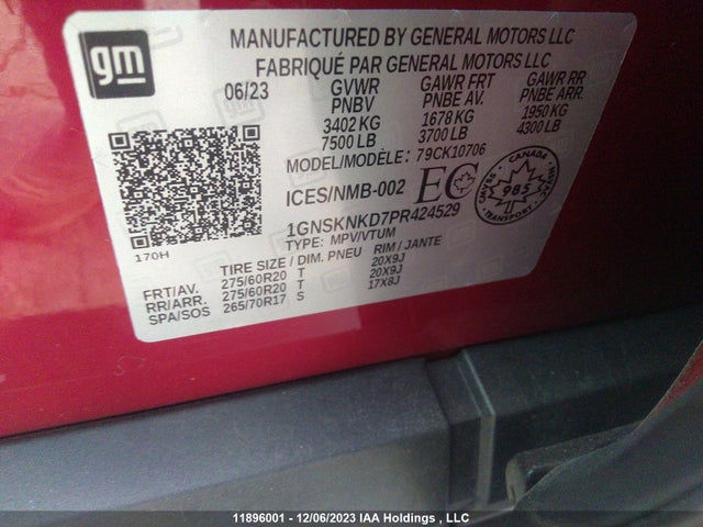 Chevrolet Tahoe K1500 Lt 2023 1GNSKNKD7PR424529 Image 9