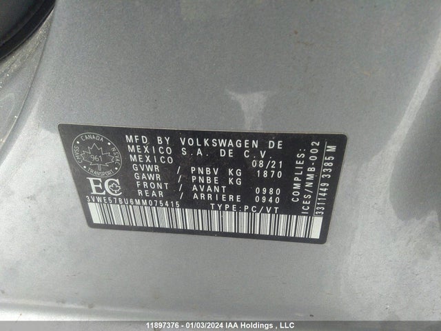 3VWE57BU6MM075415 Volkswagen JETTA SEL