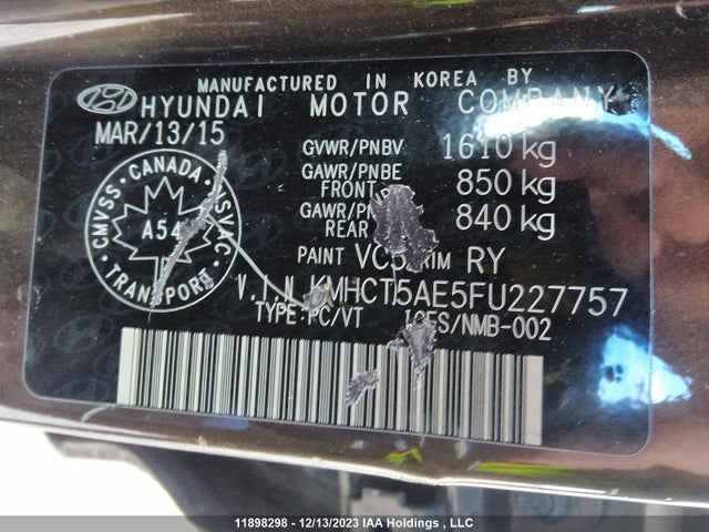 Hyundai ACCENT GL 2015 KMHCT5AE5FU227757 Image 9