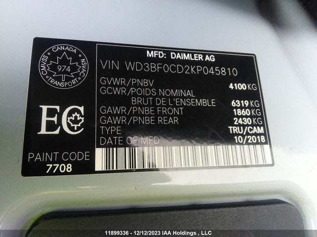 WD3BF0CD2KP045810 Mercedes-Benz Sprinter