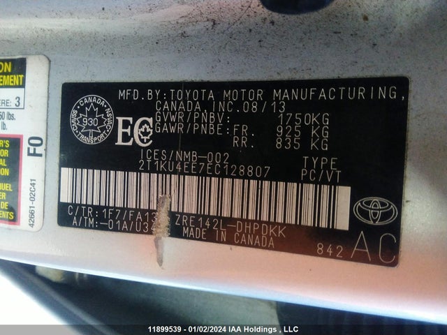 Toyota Matrix 2014 2T1KU4EE7EC128807 Image 9