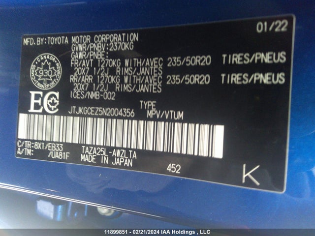 JTJKGCEZ5N2004356 Lexus NX 350