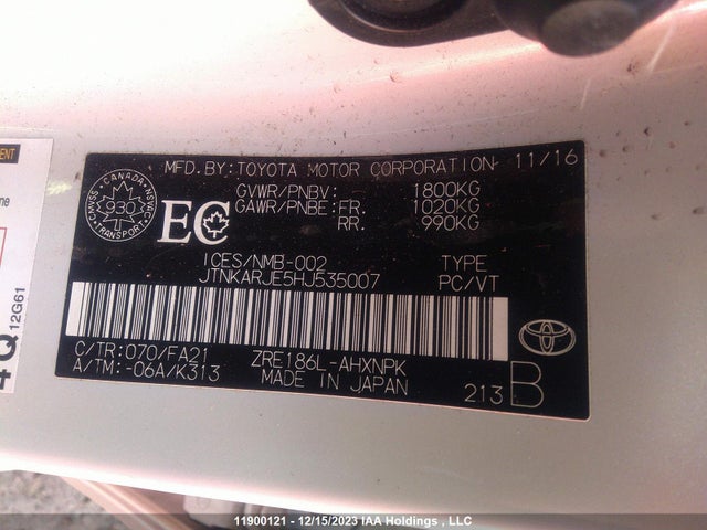 Toyota COROLLA IM 2017 JTNKARJE5HJ535007 Image 9
