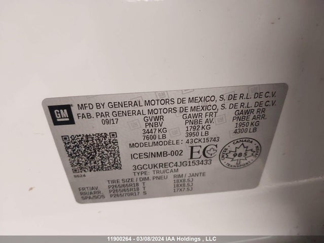 Chevrolet Silverado K1500 Lt 2018 3GCUKREC4JG153433 Image 9
