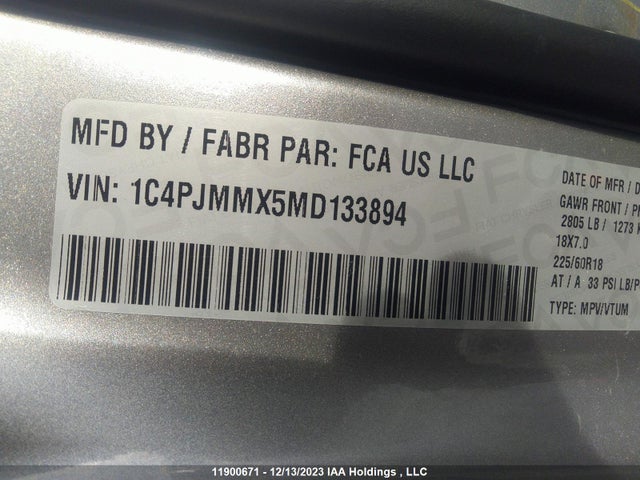 1C4PJMMX5MD133894 Jeep Cherokee
