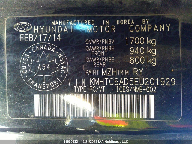 Hyundai VELOSTER 2014 KMHTC6AD5EU201929 Image 9